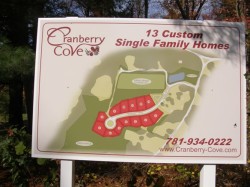 Sign showing Cranberry Cove single family homes