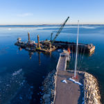 Drone view of Plymouth Harbor during Plymouth Yacth Club dredging project