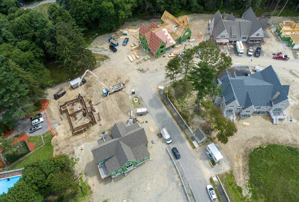 Drone photography showing residential properties under construction