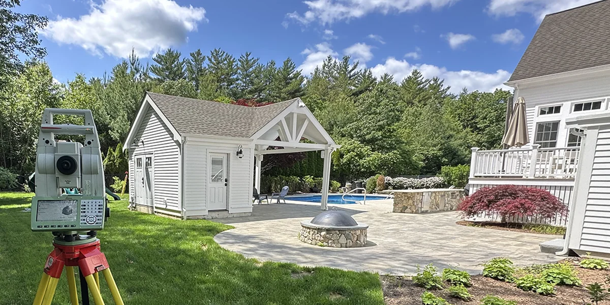 Licensed Land Survery in a residential back yard