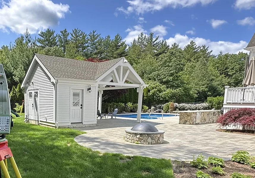 Licensed Land Survery in a residential back yard