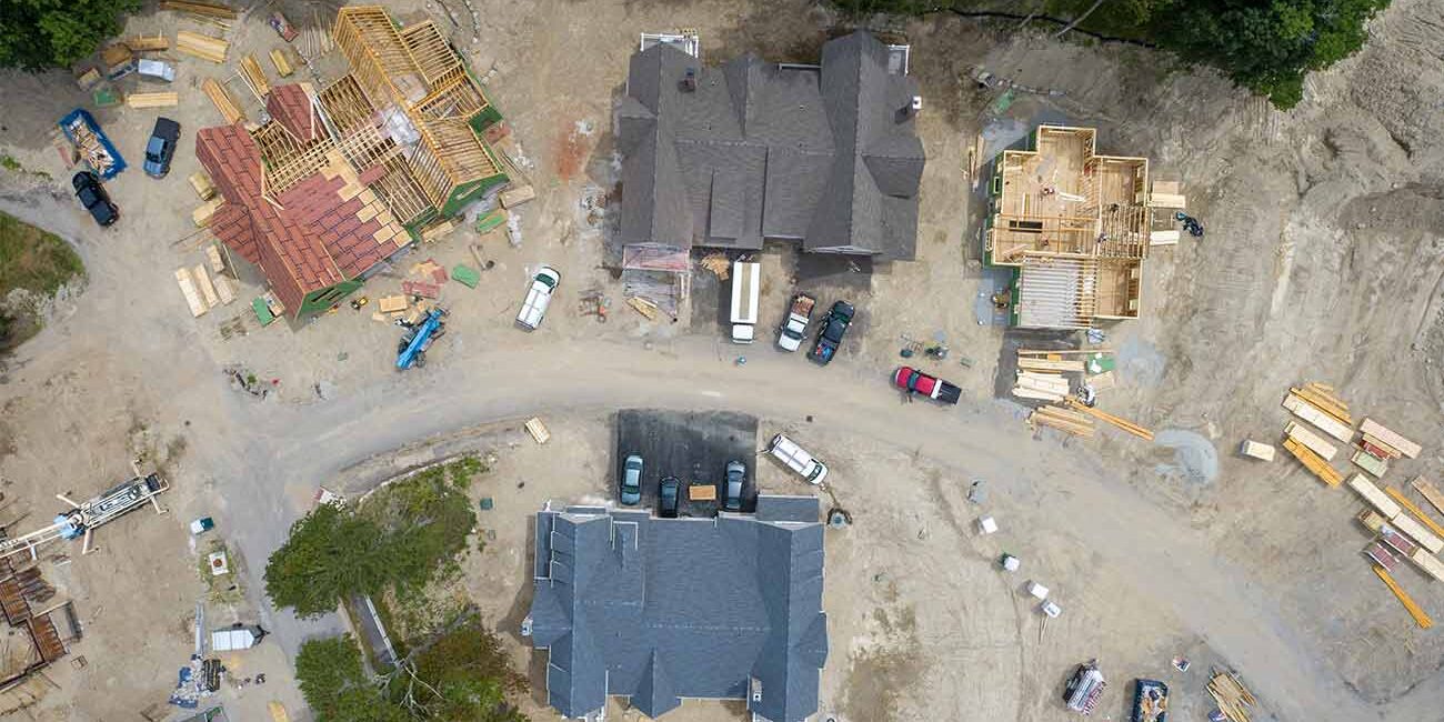 In progress photo of homes being built - shot via drone